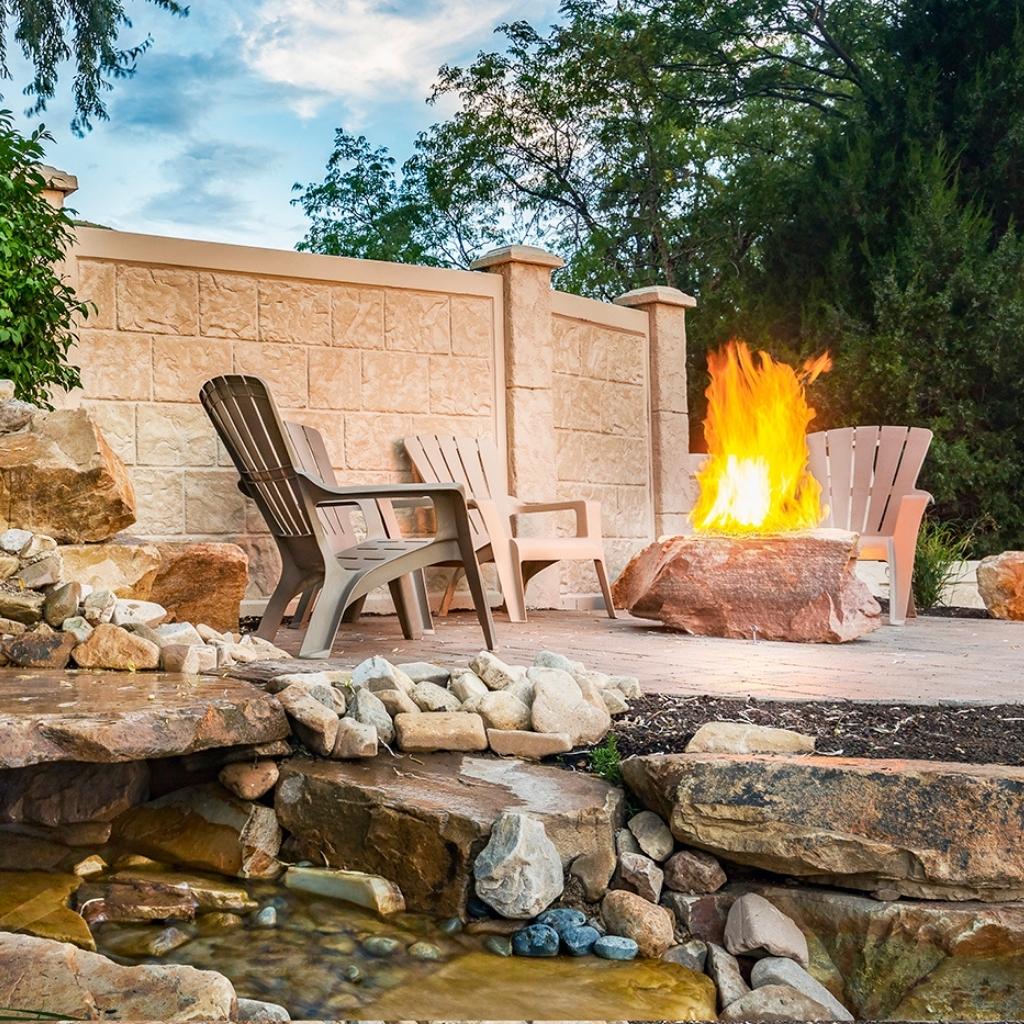 A custom fire feature adds a great statement to an outdoor space