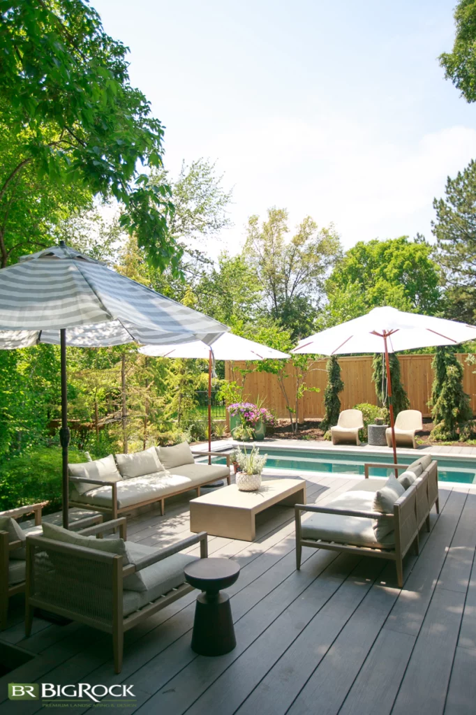 Outdoor furniture and seating arrangements are essential for summer entertaining.
