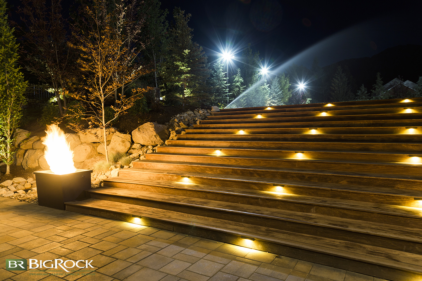 Make sure the paths and stairs that get you around your landscaped yard are clear and brightly lit.
