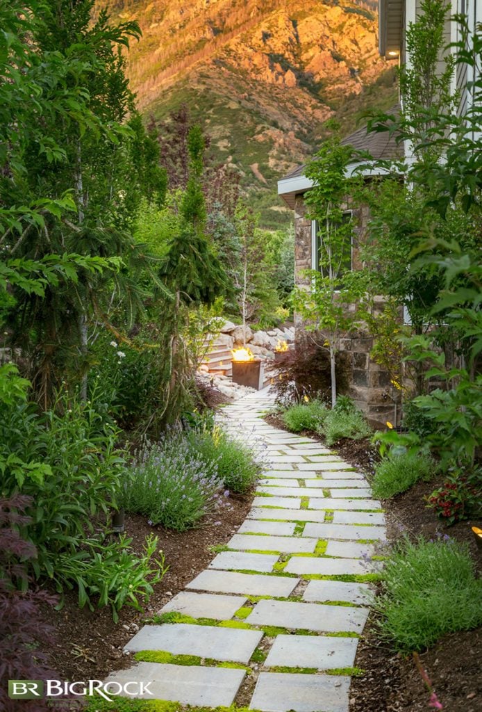 The way this stone path winds around the trees, you’d think you were taking it straight into the mountains beyond.