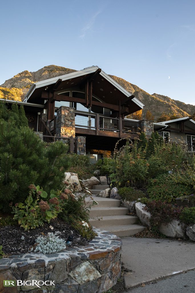 With the mountain rising over the top of this home, we wanted to bring some of the feel of the mountain to the front.