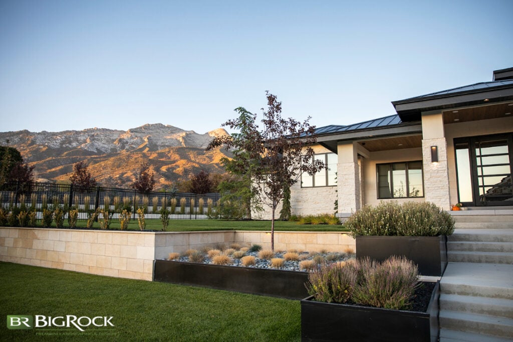 Contemporary landscaping ideas for Utah aren’t just about native plants; they are about using the natural beauty of the area to enhance your contemporary vision like the image featured here.